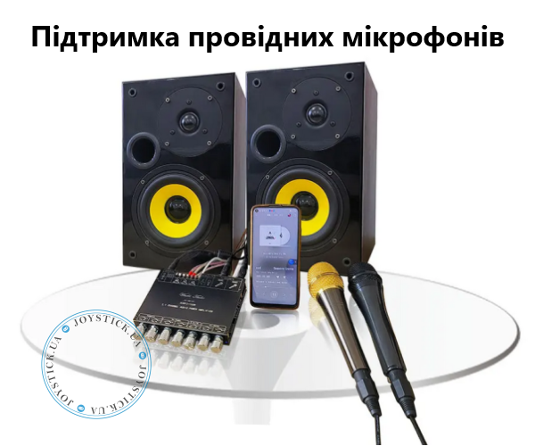 Підсилювач звуку з караоке 2.1 канал ZK-AM100 50x2 Ват плюс 100 Ват вихід на сабвуфер D-клас на базі TPA3116D2 - Колір Чорний